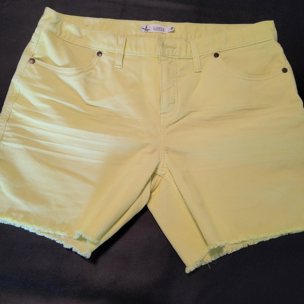 Women's Yellow Corduroy Shorts From Carve Designs